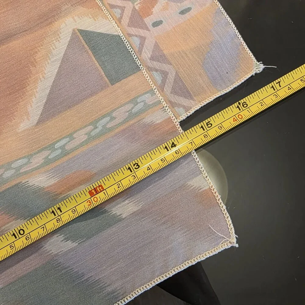 VTG Tribal Ikat Style Fabric Napkins Set Of 6 Peach‎ & Pastel Colors 14.5